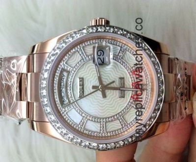 New Rose Gold Rolex Daydate White Diamond Watch